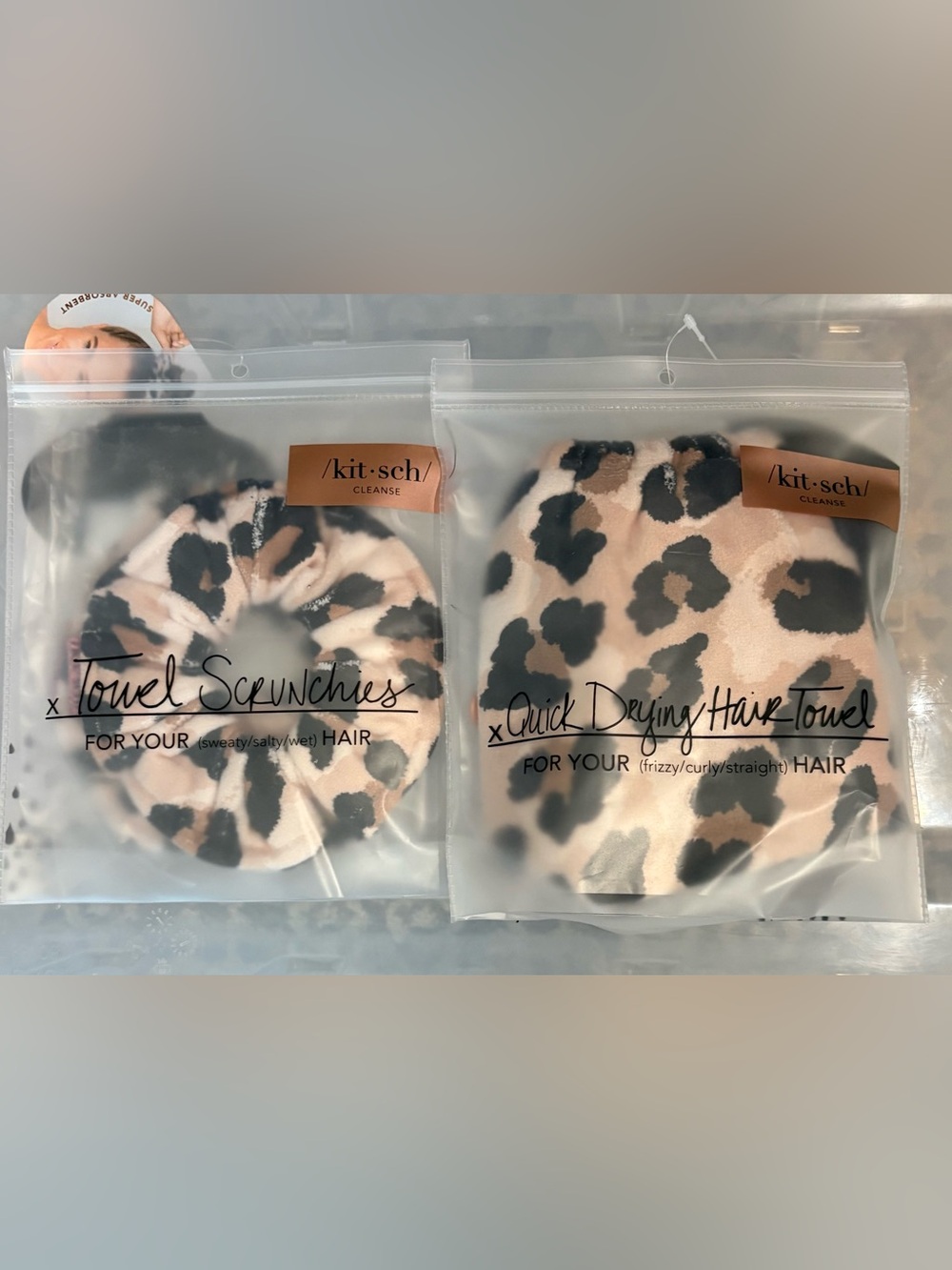 Kitsch Leopard Print Quick-Dry Hair Towel & (2) Scrunchies